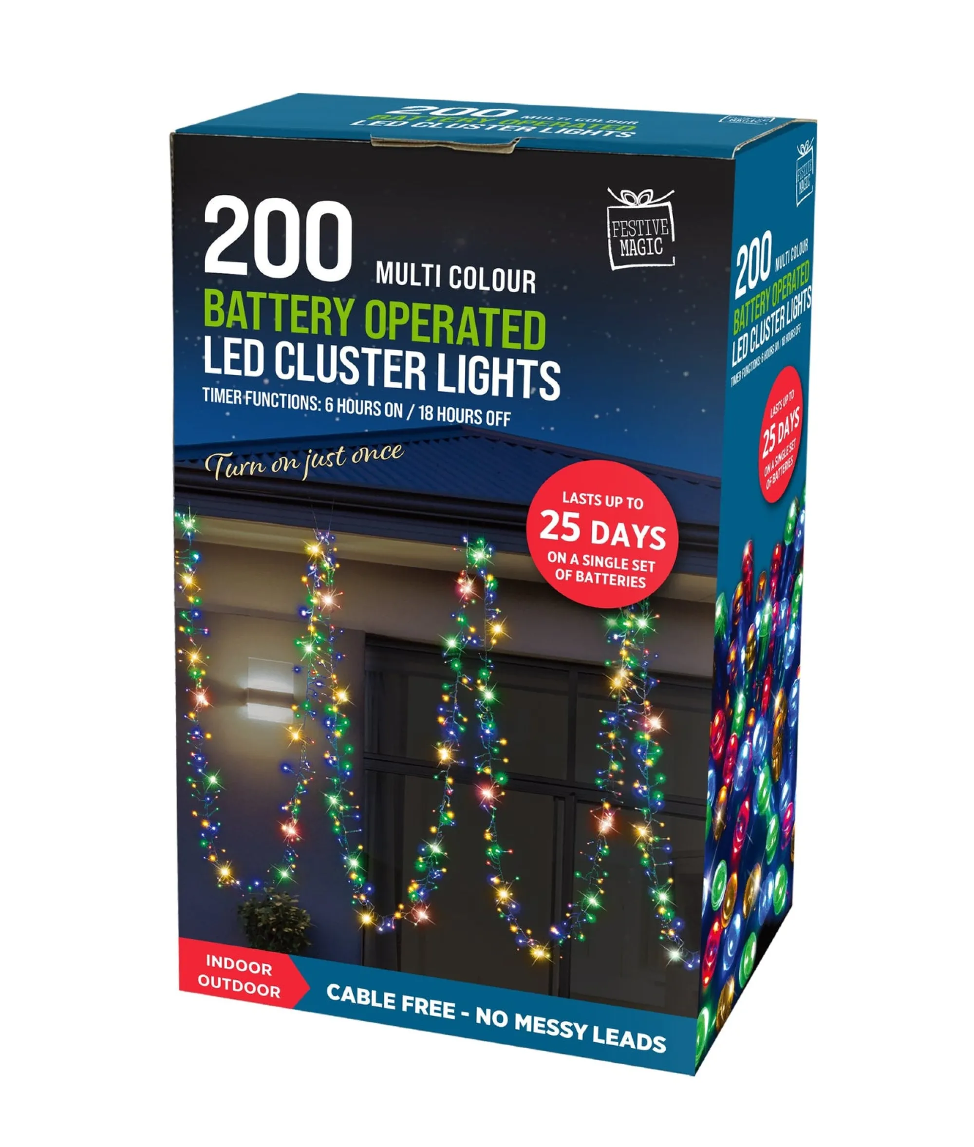 Battery Operated Lights>Christmas World 200 Led Battery Cluster Lights