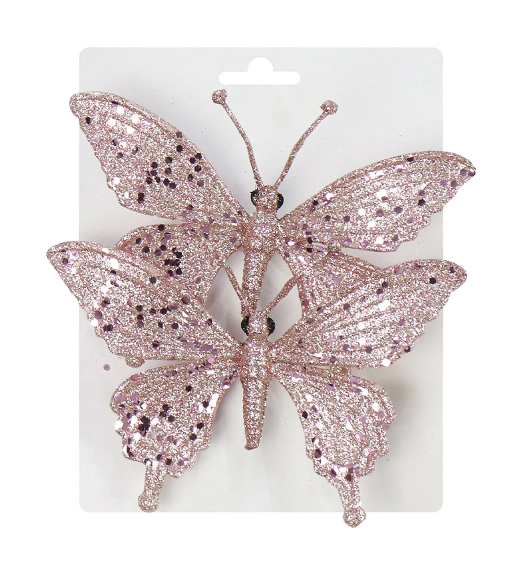 Pretty In Pink & Rose Gold>Christmas World Clip On Sequin Butterfly (2Pk)