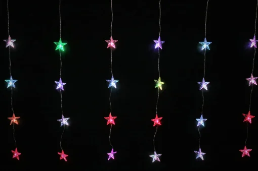 Novelty Lights>Christmas World Colour Change Star Curtain (24Pc)