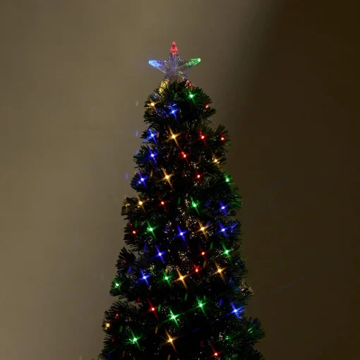 Fibre Optic Trees>Christmas World Fibre Optic Slim Tree With Multicoloured Leds (1.5M)
