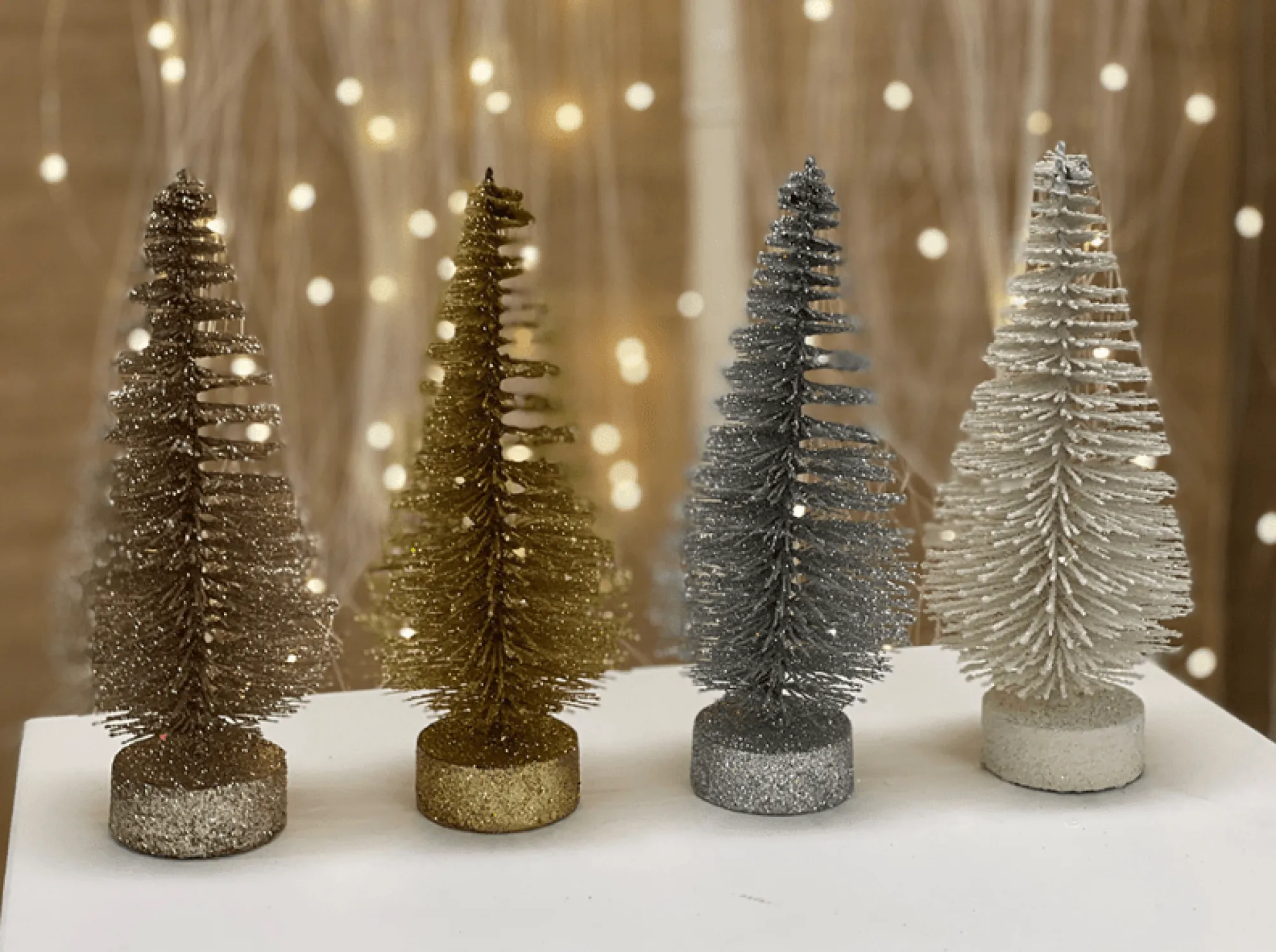 Magical Winter Wonderland>Christmas World Glitter Brush Tree Asst (20Cm)