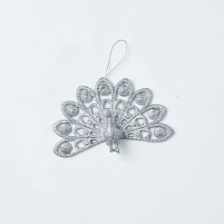 Hanging Decorations>Christmas World Glitter Hanging Decoration - Silver Dove