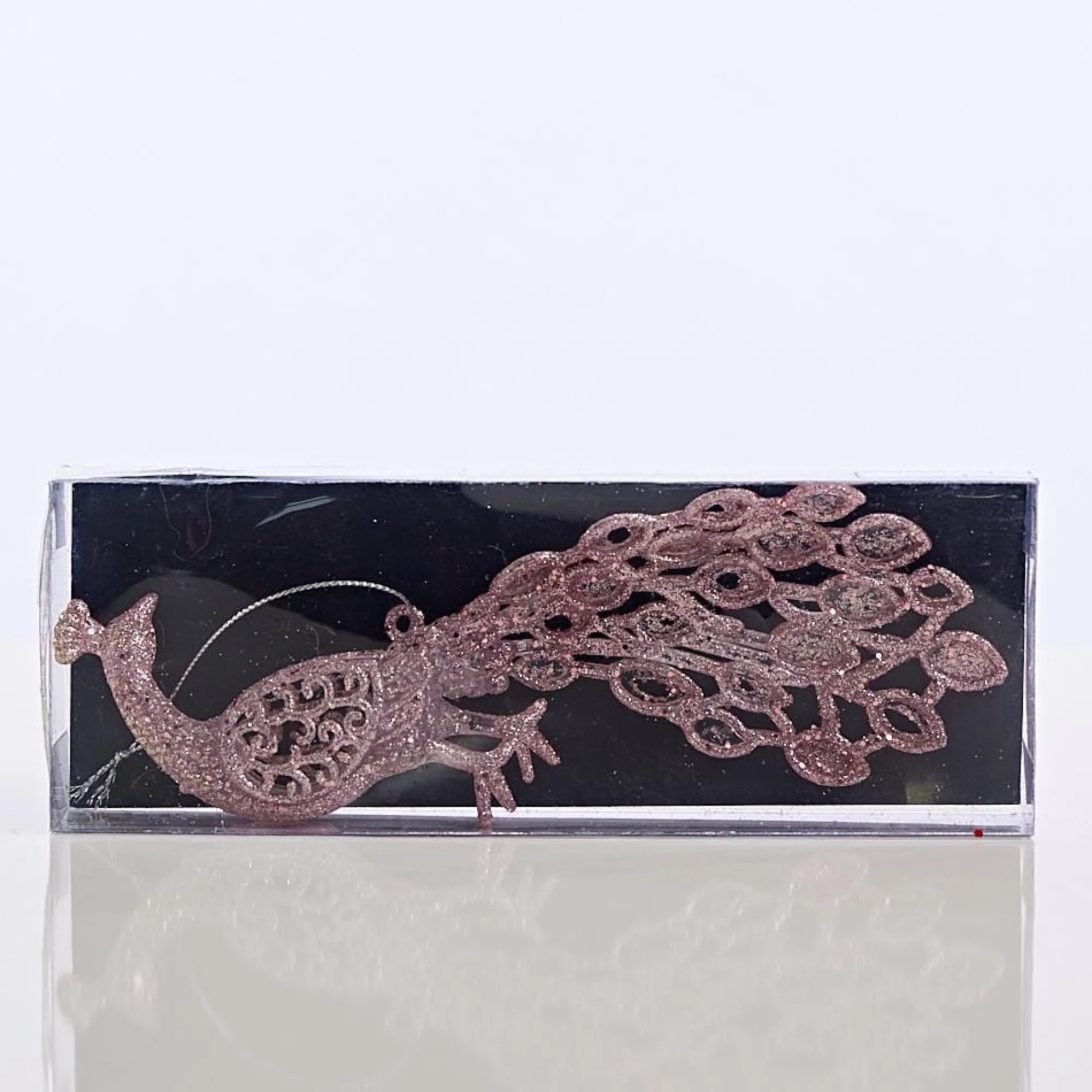 Pretty In Pink & Rose Gold>Christmas World Glitter Peacock Decoration