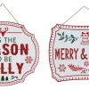 Hanging Decorations>Christmas World Hanging Glitter Plaque Asst - Ti'S The Season