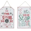 Hanging Decorations>Christmas World Hanging White Christmas Sign Asst - Santa Please Stop Here