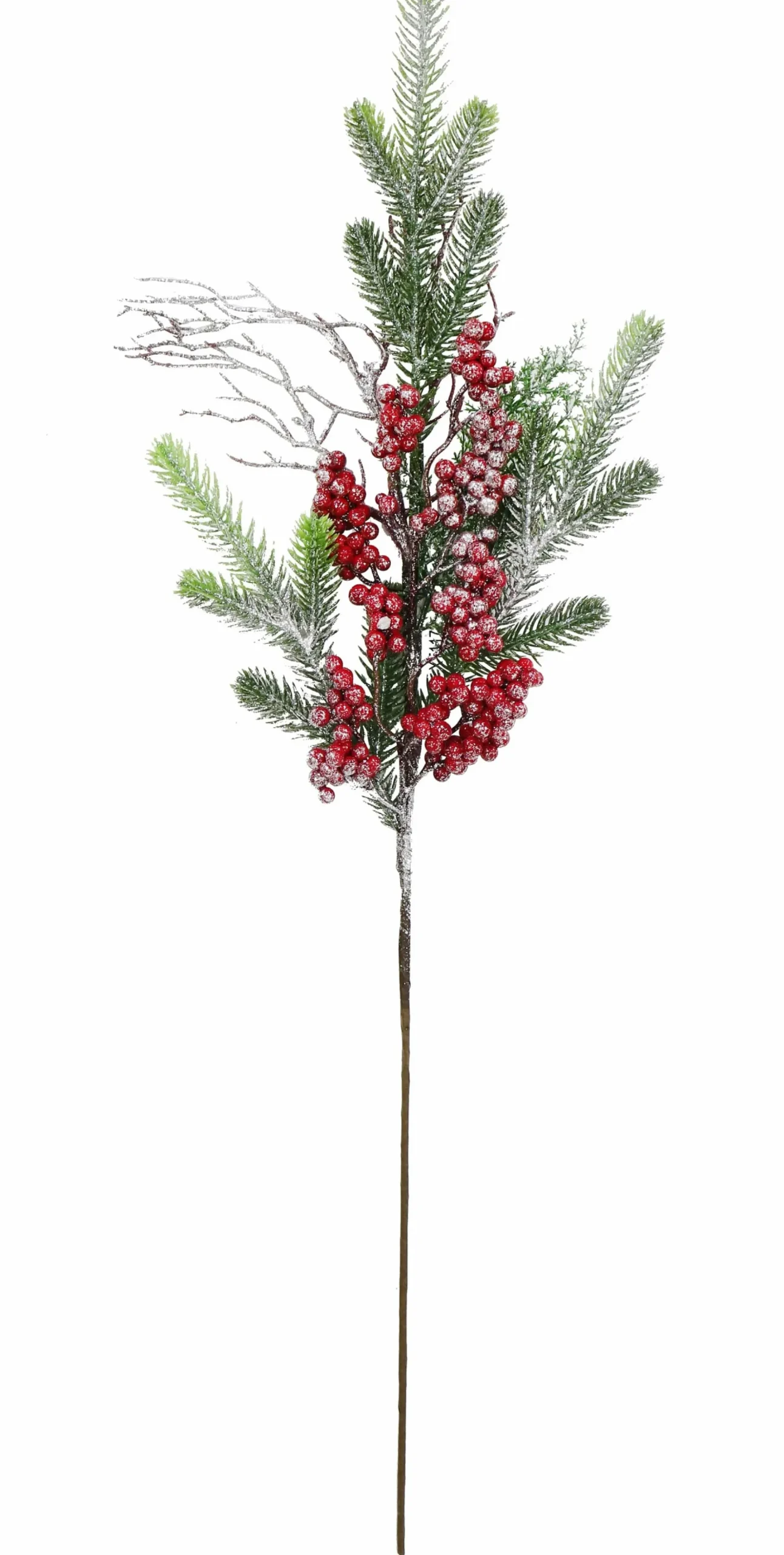 Traditional & Berry>Christmas World Icy Glitter Foliage Berries Spray Asst (76Cm) - Red Berries