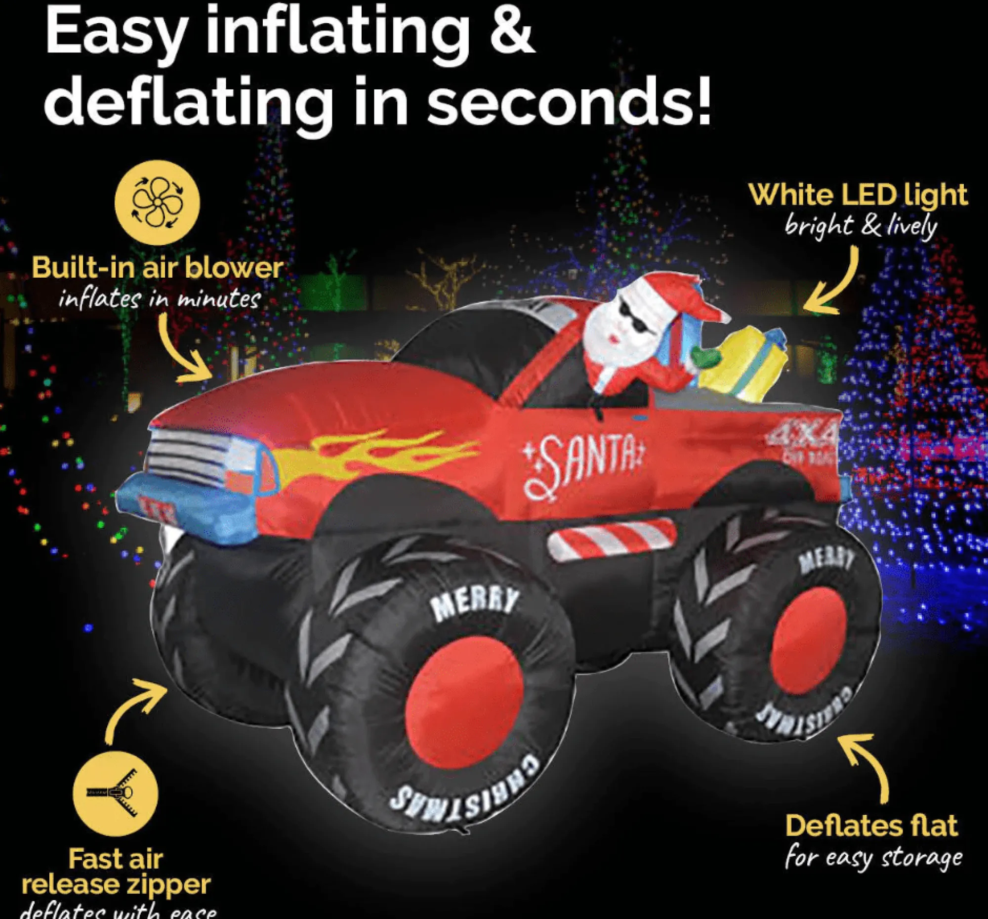 Inflatables>Christmas World Inflatable Santa And Monster Truck (2.1M)