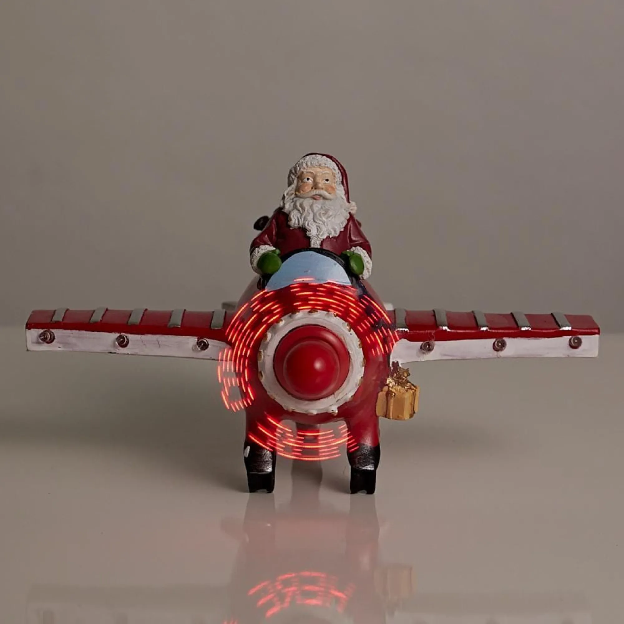 3D & 2D Displays>Christmas World Led Ceramic Santa In Plane Propellor