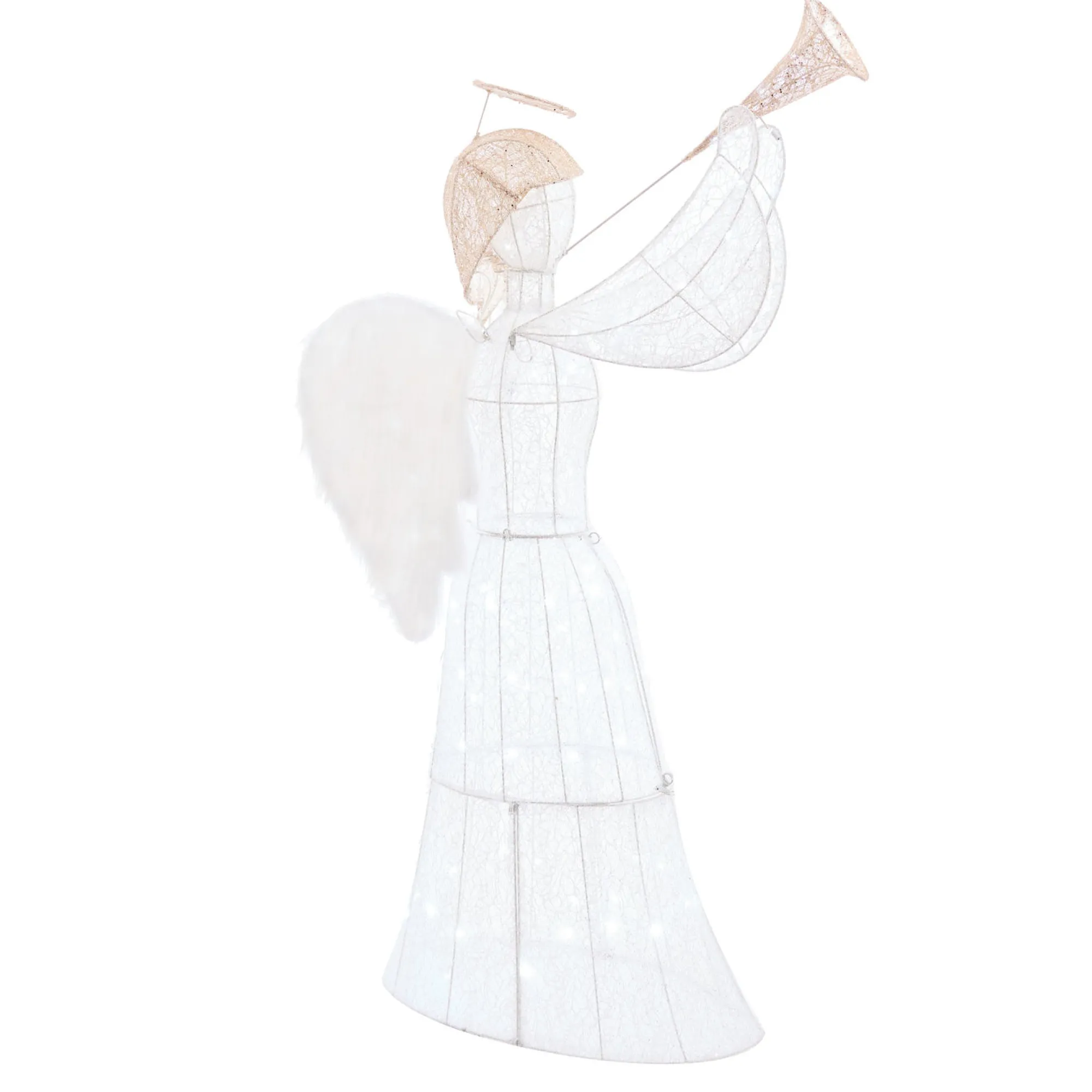 3D & 2D Displays>Christmas World Led Glitter Thread Angel With Trumpet