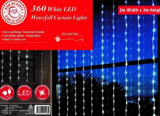 Curtain Lights>Christmas World Led White Waterfall Curtain (2X2M)