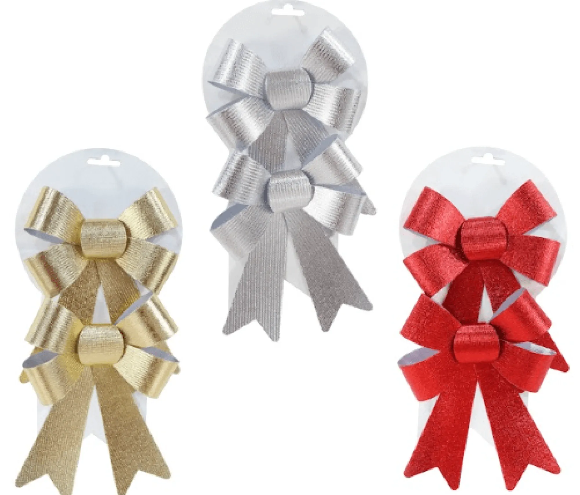 Wreaths, Garlands And Bows>Christmas World Medium Metallic Bow (2Pk)