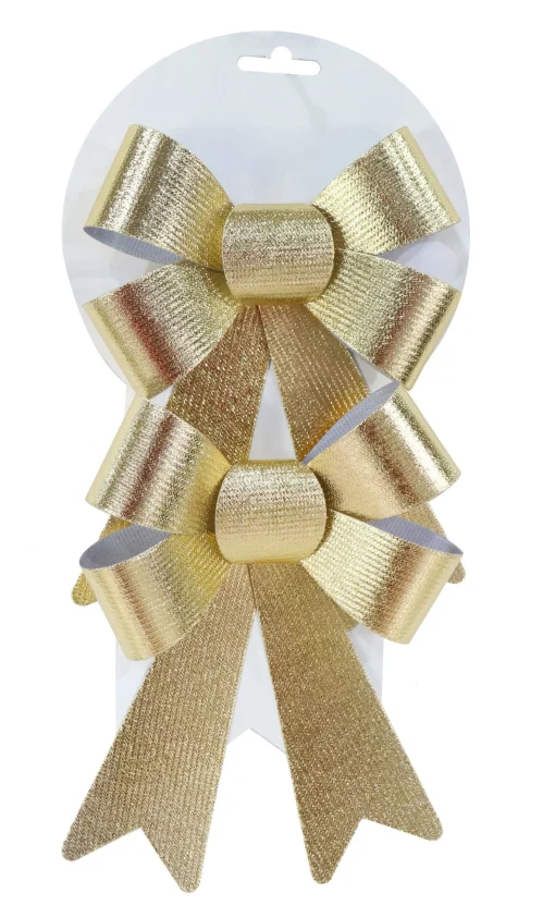 Wreaths, Garlands And Bows>Christmas World Medium Metallic Bow (2Pk)