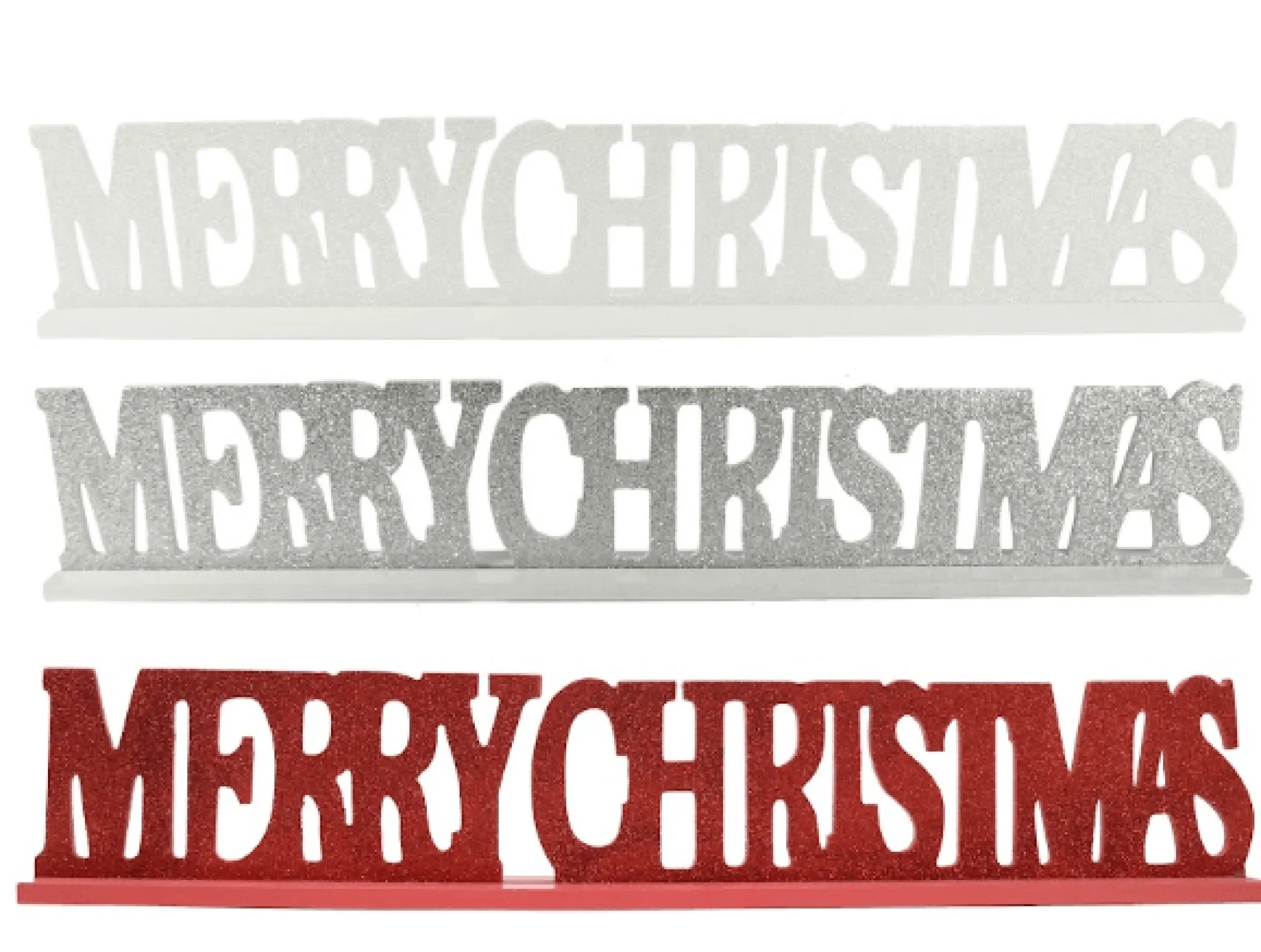 Magical Winter Wonderland>Christmas World Merry Christmas Glitter Table Sign Asst