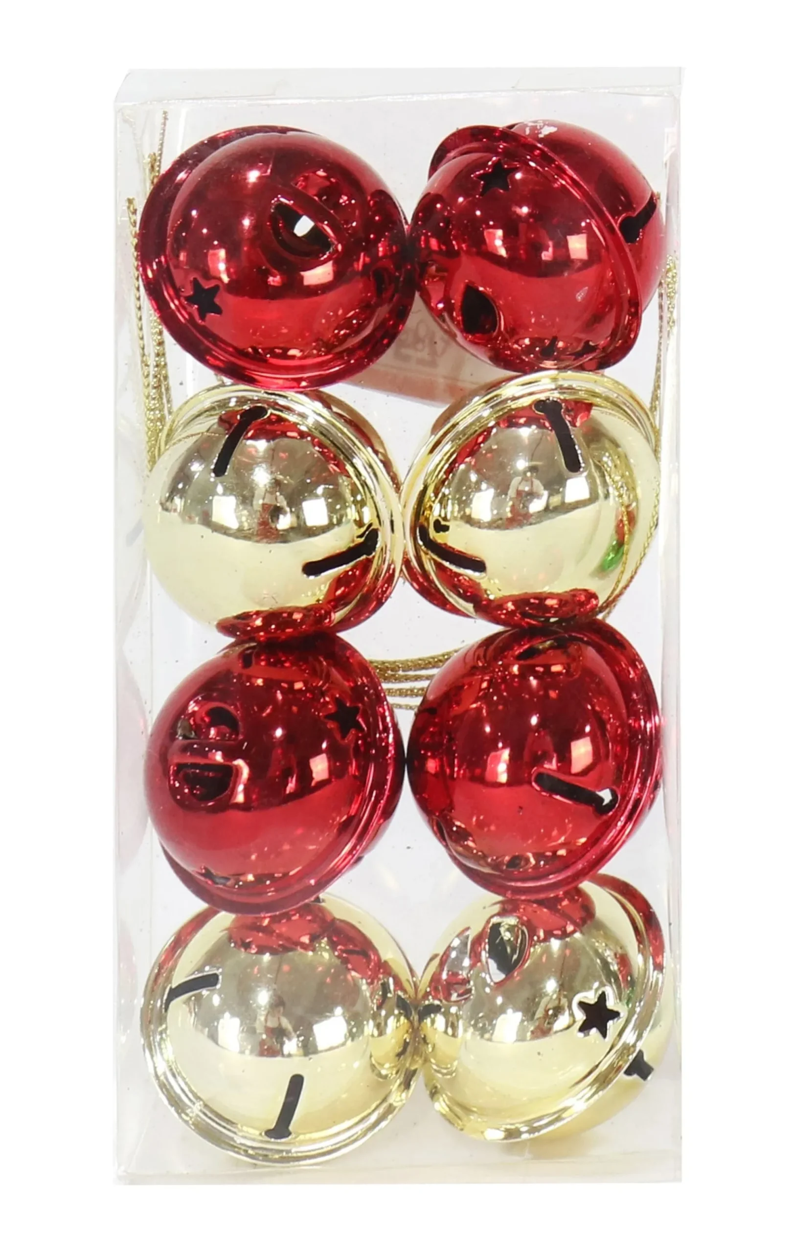 Traditional & Berry>Christmas World 40Mm Nut Bells Shiny Mix Asst (8Pk)
