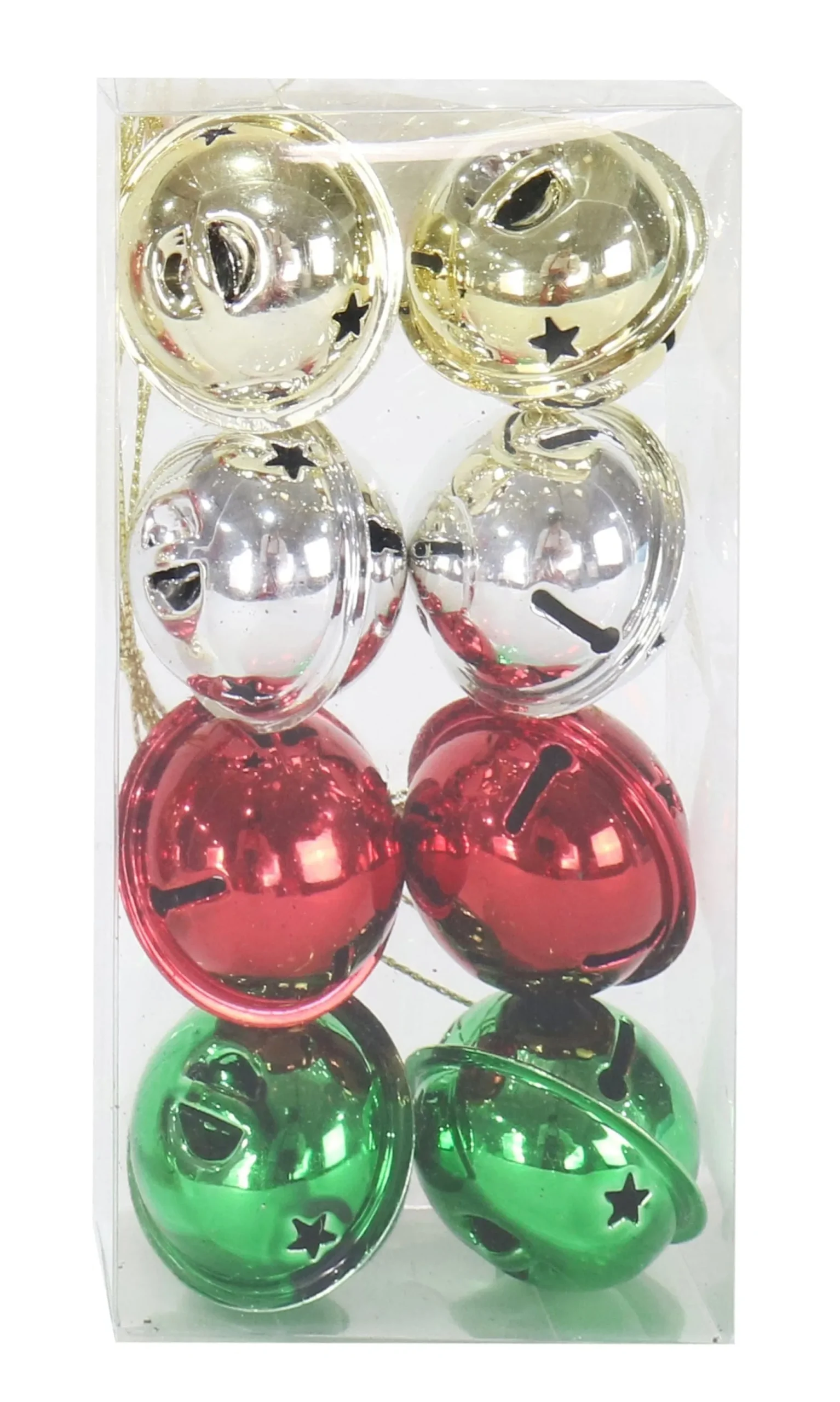 Traditional & Berry>Christmas World 40Mm Nut Bells Shiny Mix Asst (8Pk)