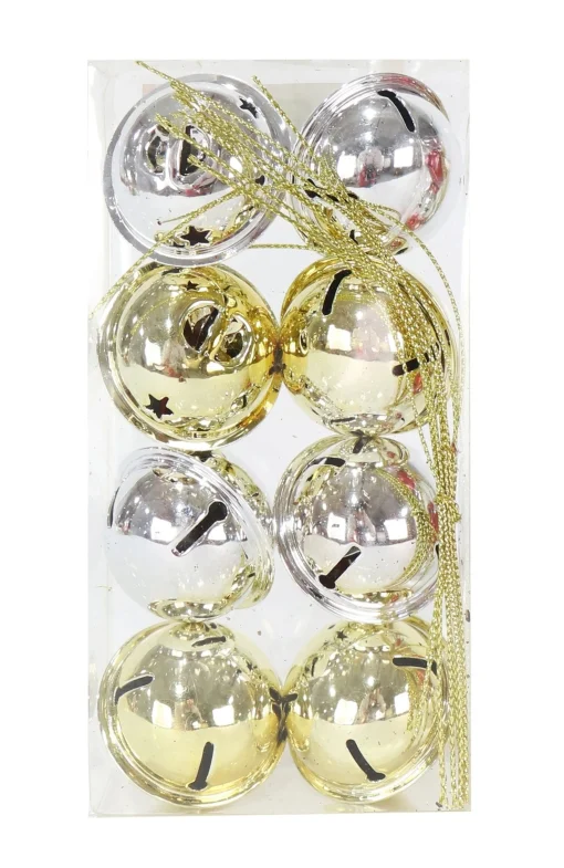 Traditional & Berry>Christmas World 40Mm Nut Bells Shiny Mix Asst (8Pk)