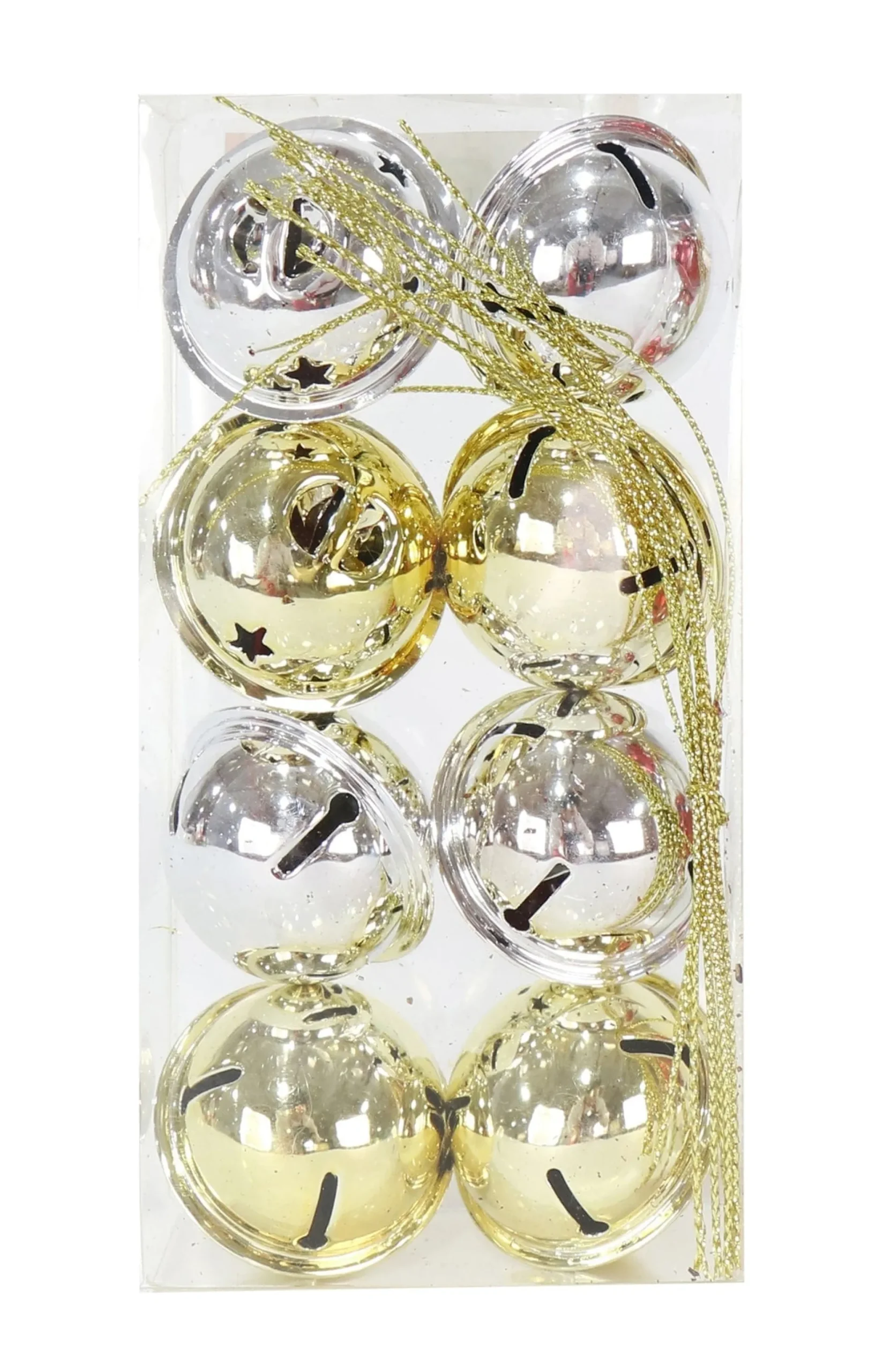Traditional & Berry>Christmas World 40Mm Nut Bells Shiny Mix Asst (8Pk)