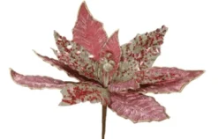 Pretty In Pink & Rose Gold>Christmas World Pink Luxury Metallic Poinsettia Pick