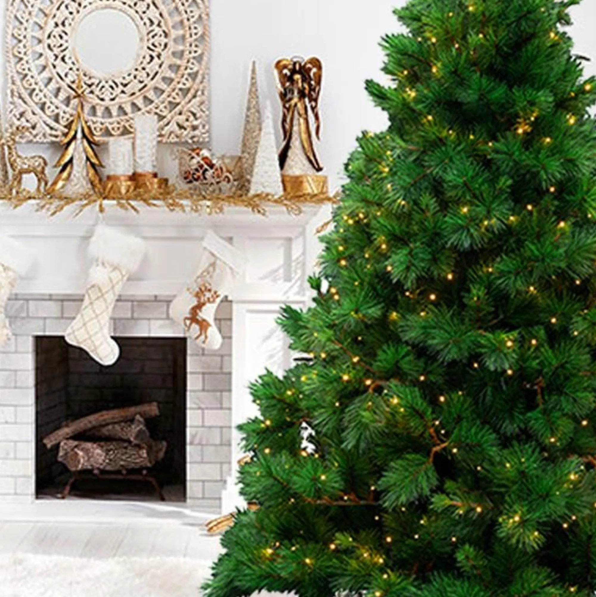 Artificial Trees>Christmas World Pre-Lit Natural Royal Pine Tree - Warm White 7Ft (2.1M)