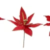 Traditional & Berry>Christmas World Red Mix Velvet Poinsettia Pick (30Cm)