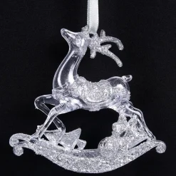 Magical Winter Wonderland>Christmas World Rocking Horse Tree Ornament With Silver Finish (10Cm)