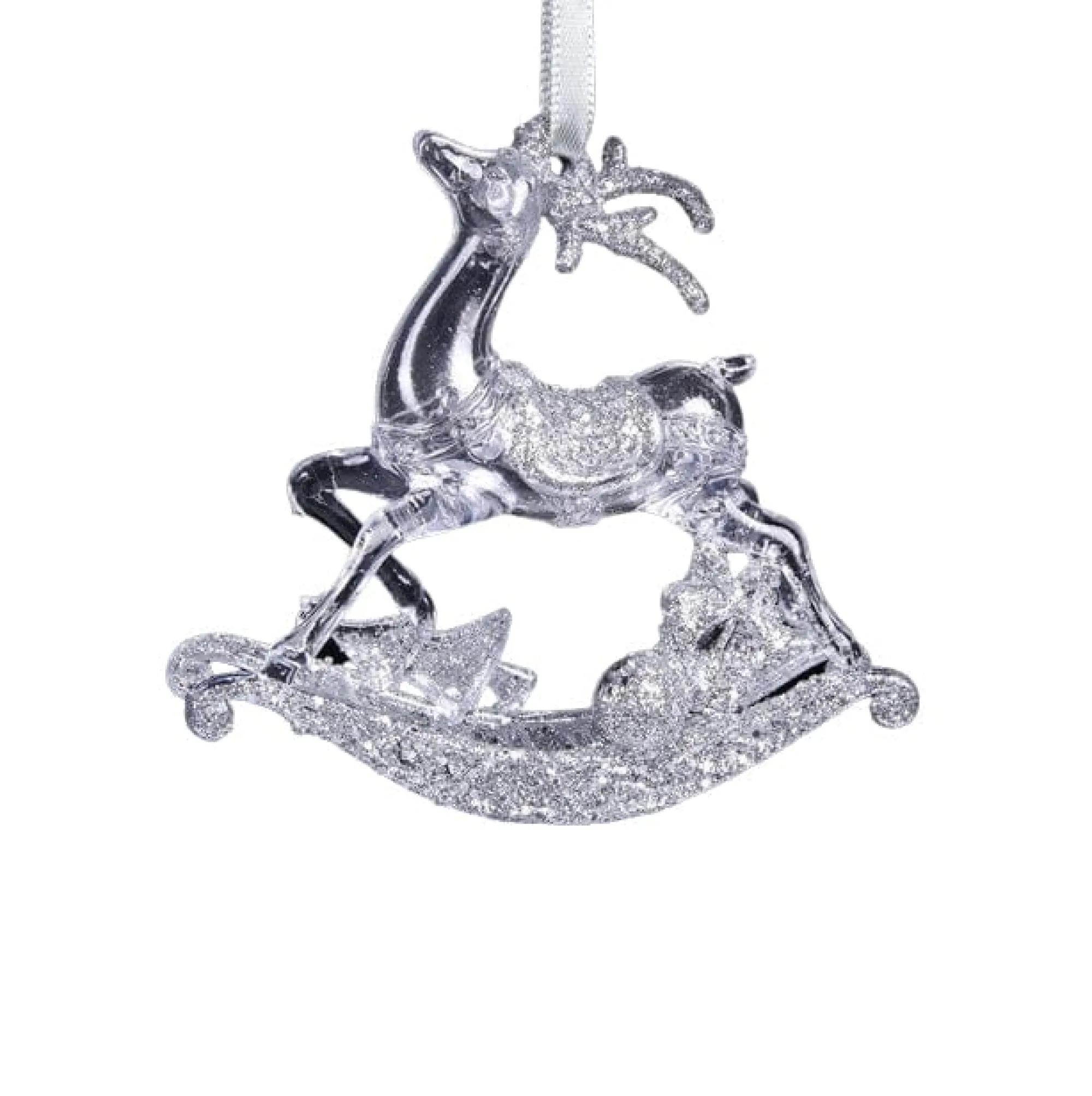 Hanging Decorations>Christmas World Rocking Horse Tree Ornament With Silver Finish (10Cm)