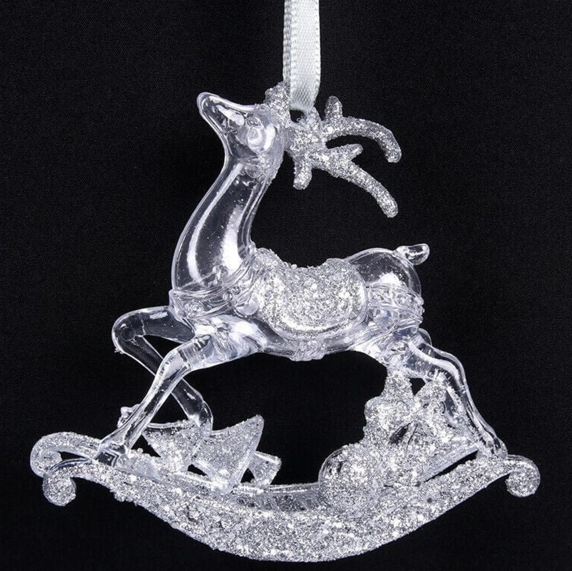 Hanging Decorations>Christmas World Rocking Horse Tree Ornament With Silver Finish (10Cm)