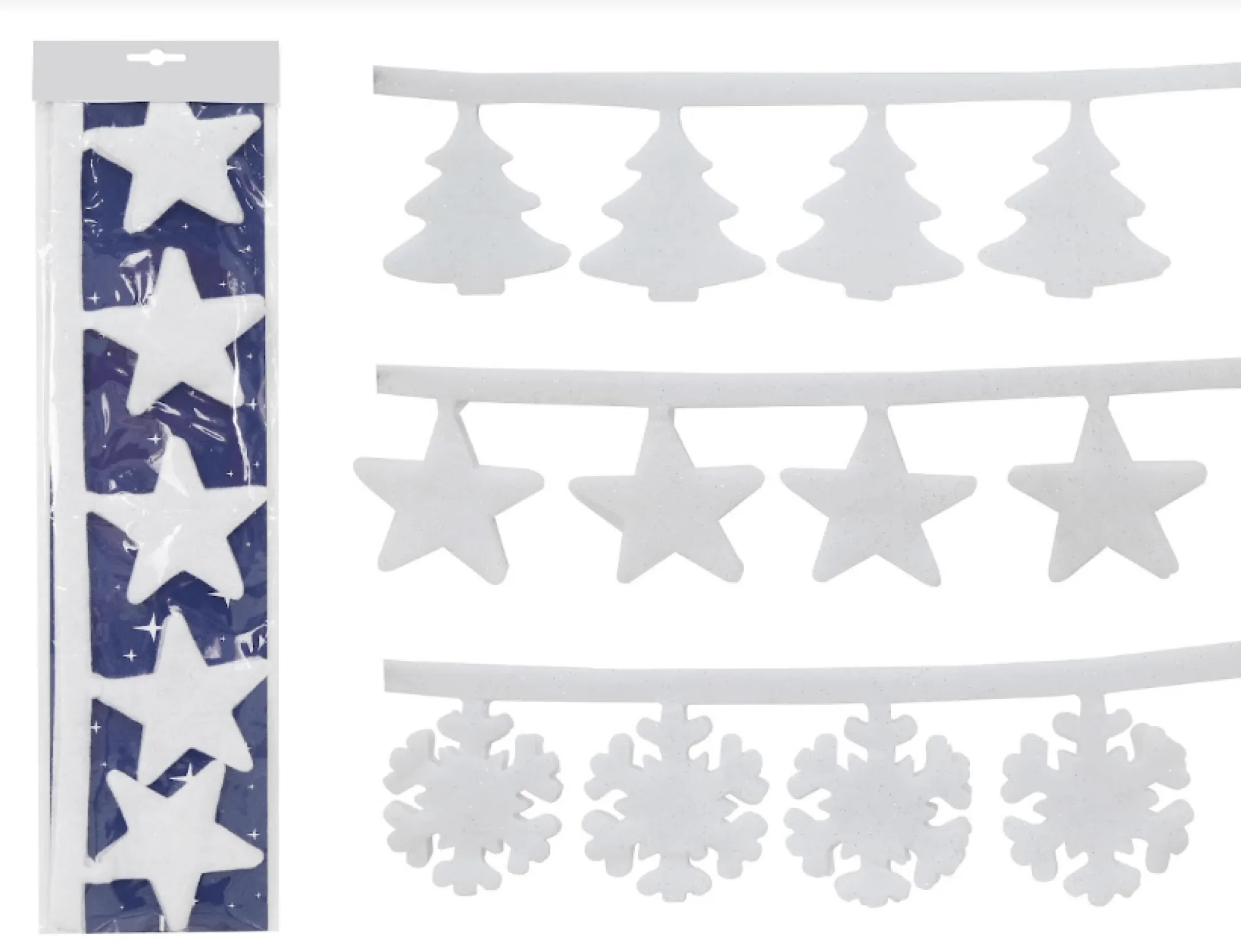 Magical Winter Wonderland>Christmas World Snow Fringe Asst (180Cm) - Stars