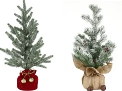 Magical Winter Wonderland>Christmas World Tree In Potted Sack With Nutbells Asst (42/45Cm) - Burlap Sack