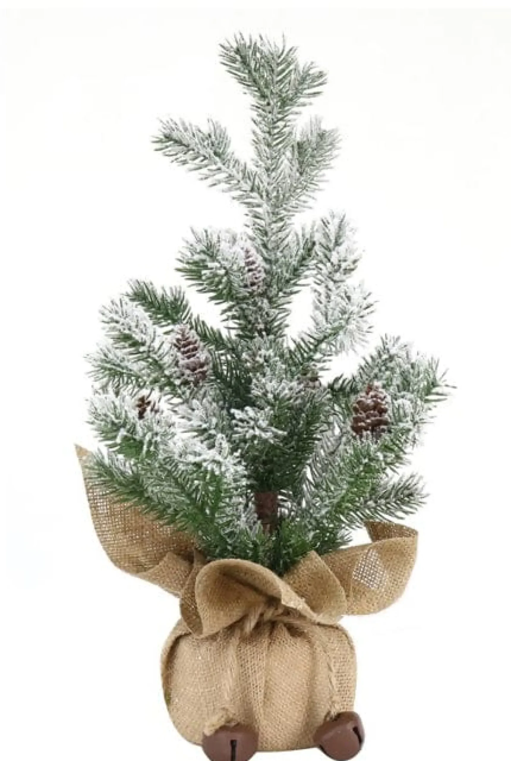 Magical Winter Wonderland>Christmas World Tree In Potted Sack With Nutbells Asst (42/45Cm) - Burlap Sack