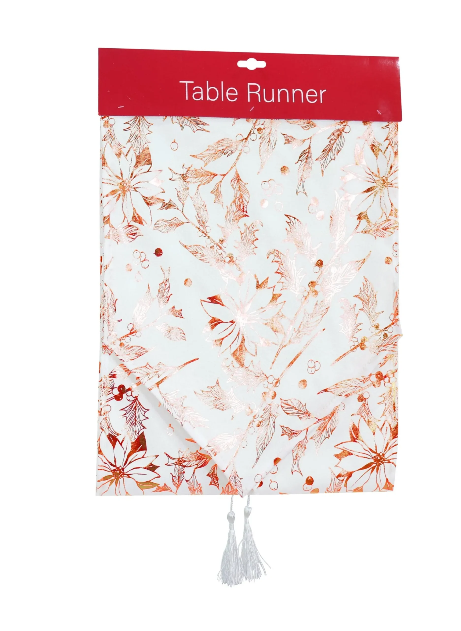 Magical Winter Wonderland>Christmas World White Foil Runner Asst (180Cm) - Gold Trees