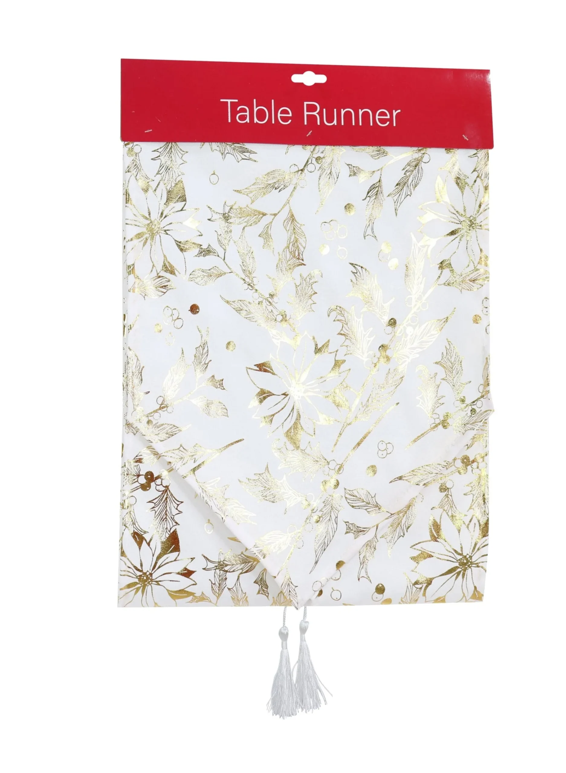 Touch Of Elegance>Christmas World White Foil Runner Asst (180Cm) - Gold Trees